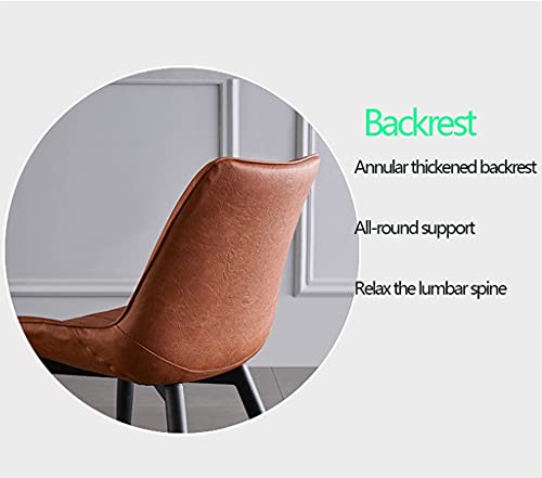 Modern PU Leather High Back Padded Soft Seat Metal Legs Office Living Room Counter Lounge Dining Chair (Color : Brown)