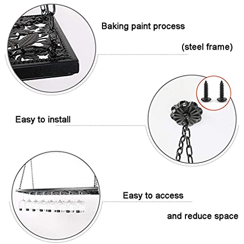 EYLINK Wine Racks,Ceiling Industrial Hanging Wine Glass Racks Stemware Holder Adjustable Height Decoration Shelf