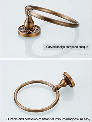 RAKUTE Antique Towel Rack Towel Ring, Space Aluminum Retro Towel Hanger Bath Towel Rack, Wall Mount Bathroom Ring