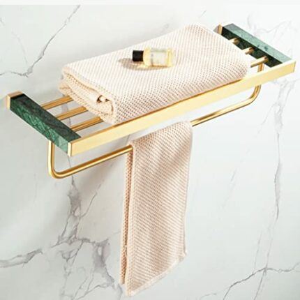 HIGOH Towel Racks, Bathroom Towel Rack Wall Mounted Towel Holder,Bathroom Light Towel Rack,Copper Brushed Nordic Bath Towel Holder,Marble Bathroo