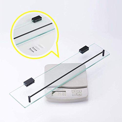 FVRTFT Tempered Glass Shelf Bathroom Shower Shelf 20 Inch Wall Mounted Rectangular Aluminum Antirust Anodized Surface Storage Holder with Rail