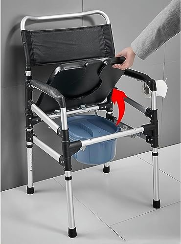 CNAOHGHN Aluminum Alloy Elderly Toilet Chair with Toilet Bucket, Height Adjustable Toilet Stool for Pregnant Women and Toilet Chair for Bathroom