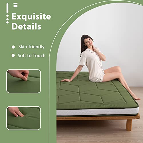 MAXYOYO Futon Mattress Thicken Floor Mattress, Floor Mattress for Adults, Roll Up Sleeping Bed Camping Mattress, Stereoscopic Geometric Patterned