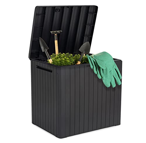 Keter Brightwood 454L Outdoor Garden Storage Box Garden Furniture - Brown & City 113L Outdoor Garden Storage Box Garden Furniture - Dark Grey