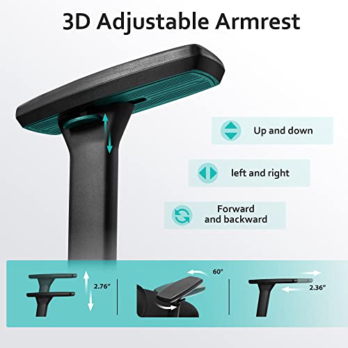 KERDOM Office Chair Ergonomic Desk Chair, office chairs for home Office With Adjustable Headrest and 3D Armrest - 130° Rocking Mesh Computer Chai