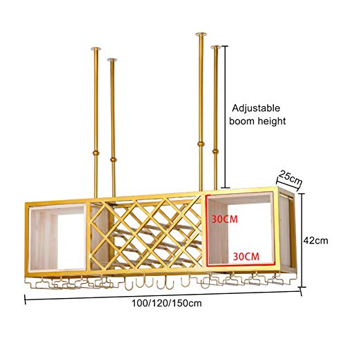 EMISOO Wine Rack Wall Mounted - Wine Racks Adjustable Height, Ceiling Mounted Hanging Wine Bottle Holder, Metal Iron Wine Glass Rack Goblet Stemw