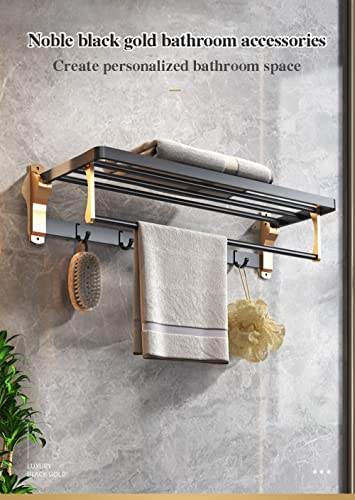 HIGOH Towel Racks, Bathroom Towel Rack Wall Mounted Towel Holder,Bathroom Towel Rack,Space Aluminum Bath Towel Shelf,Wall Mounted Light Hardware