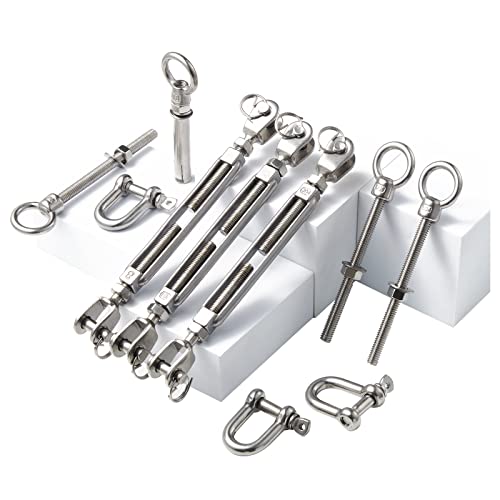 Sun Shade Sail Hardware Kit M6 Black for Garden Triangle, Awning Attachment Set, Heavy Duty Sun Shade Sail Fixing Kit