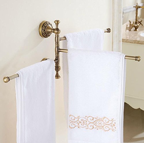 HIGOH Towel Racks, Towel Rail for Bathroom,European Copper Hand Towel Holder,Toilet Towel Bar,Bathroom Antique Rotate Towel Bar Antique Activitie