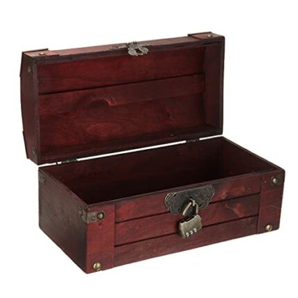 MIAOHY Wooden Chest Antique Wooden Lock Chest Treasure Storage Box Home Decor for Keeping Earrings Small Things