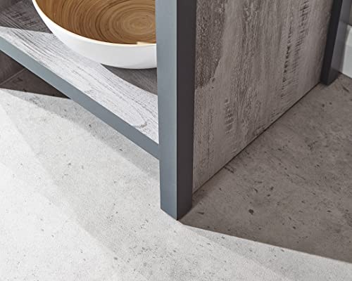 GFW Lamp Storage Drawer & Shelf +Contemporary Grey Wooden Effect Side Living, Bedside Table Or Dining Room, Wood, 43 x 39 x 52.2 cm