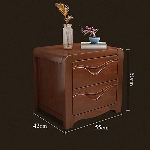 LUKEO Stylish Bedside Table Solid Wood Bedside Table, Bedside Storage Cabinet with Double Drawer Design
