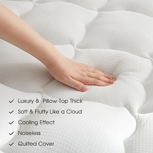 King Mattress Topper for Back Pain, Cooling Mattress Topper for Hot Sleepers, Plush Pillowtop Mattress Topper King, Extra Thick Mattress Pad Cove