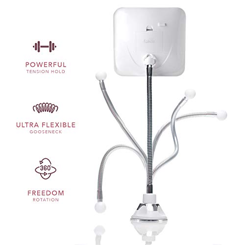 Fancii Flexible Magnifying Mirror 10X with LED Light and Gooseneck, Lighted Travel Makeup Mirror, Lock Suction, Natural Daylight LED, Cordless an