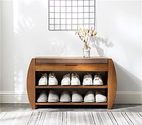 SDFGH Shoe Bench Rack Removable Cushion Hidden Storage Compartment Side Drawer Shoe Storage Organizer Shoe Cabinet (Color : Rosso, Size : 32x46x1