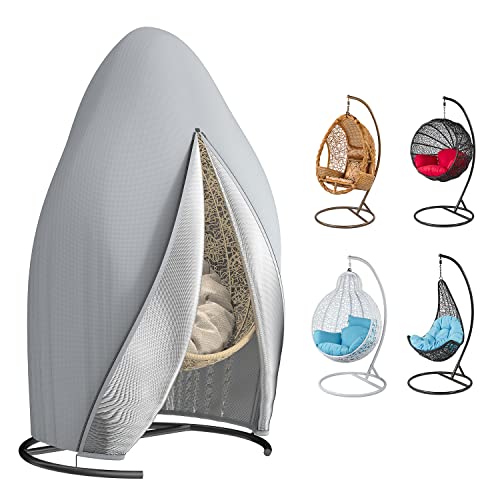 Egg Chair Cover Waterproof Heavy Duty Outdoor 210D Oxford Fabric Swing Egg Chair Cover with Zipper, 115x190cm, Grey