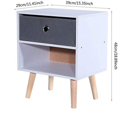 LUKEO Table-End Table,Metal Handle Bedside Cabinet Night Table Side End Table Nightstand with Shelf and Drawer