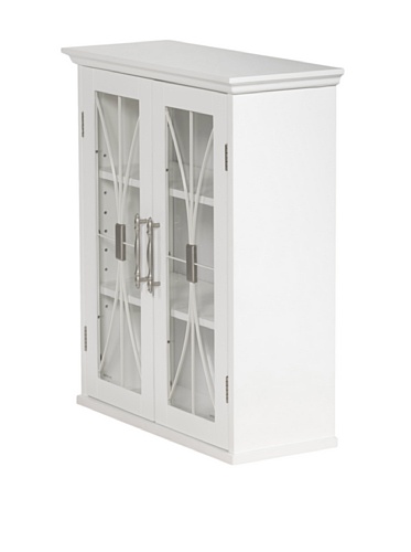 Teamson Home Wooden Bathroom Wall Cabinet with Doors, Bathroom Storage Cabinet, Removable Wall Cabinet, Adjustable Shelves, White, Delaney Collec