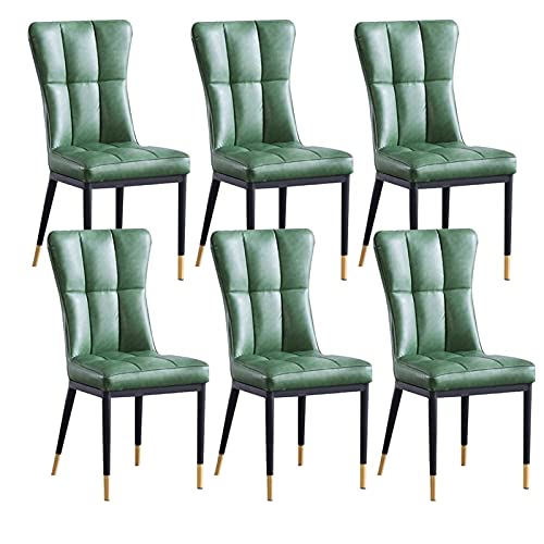 Kitchen Dining Room Furniture Chairs Dining Chairs Set Of 6 Matte PU Leather Upholstered Kitchen Side Chairs Mid Century Modern Metal Leg Living