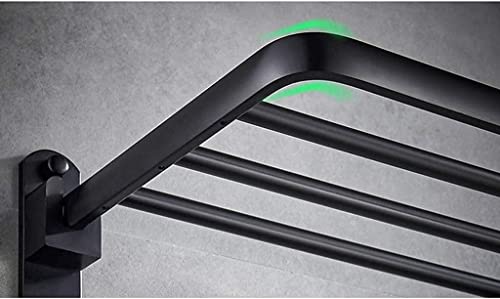 Towel Bar Space Aluminum Folding Towel Rack Black Bathroom Towel Rack Toilet Towel Wall Hanging Length/60Cm
