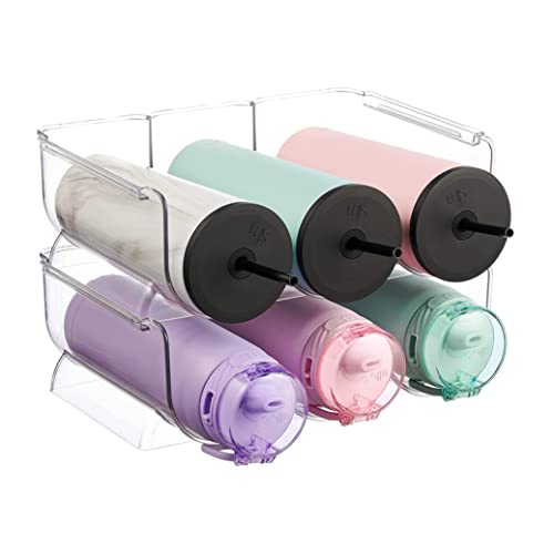 Newin Star Plastic Stackable Water Bottle Holder Bin – Kitchen Pantry Refrigerator Storage Bins - Wine and Water Bottle Organizer Stand for Home