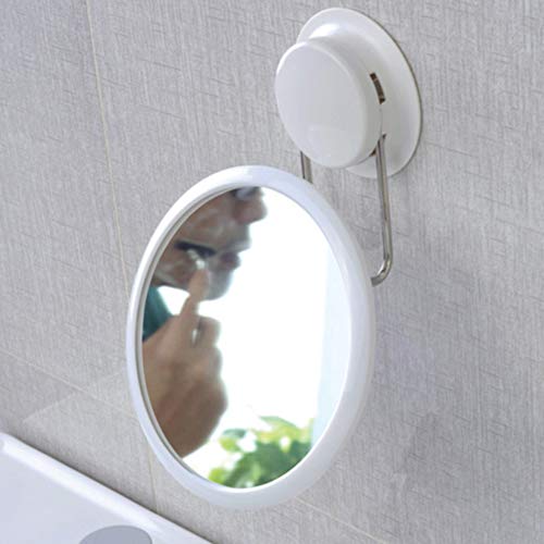 Fiacvrs Shower Mirror Bath Mirror Make Up Mirror with Stainless Steel Detachable Suction Cup, Modern Wall Hanging Rotation Small Mirror(White)
