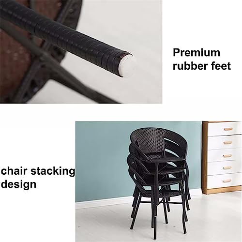 JHKZUDG 3-Piece Rattan Garden Furniture Set, Outdoor Wicker Dining Set Conversation Table Chairs,Patio Bistro Set with Glass Table And 2 Chairs,f