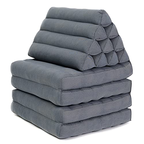 Leewadee 3-Fold Mat with Triangle Cushion – Comfortable TV Pillow, Foldable Mattress with Cushion Made of Eco-Friendly Kapok, 170 x 53 cm, black