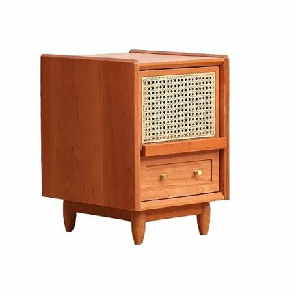 JJZXD Bedside Storage Cabinet Small Apartment Storage Cabinet Bedside Cabinet Rattan Cabinet Bedroom