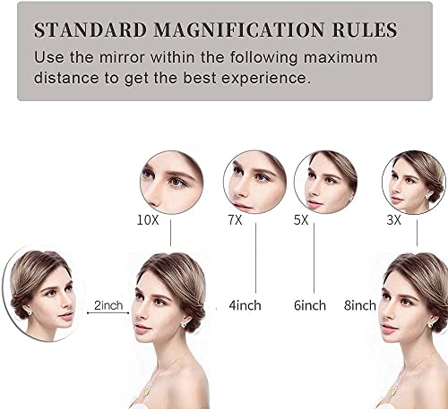 DOWRY Wall Magnifying Mirror with Lights 10x Gold Makeup Mirror 3 Switchable Light Colors Extendable LED Shaving Mirror Flexible Swivel Arm,Diame