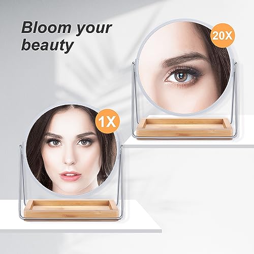 MOMOKUBA Desktop Mirror,Magnifying Mirror 20X/1X