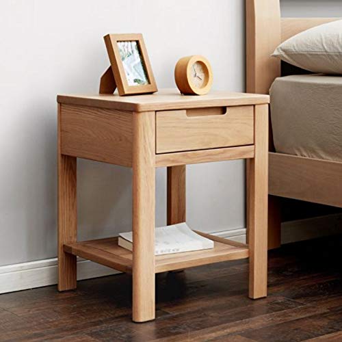 LUKEO Solid Wood Bedside Cabinet Nordic Economy Bedside Storage Cabinet, Minimalist Single Drawer Bedroom Minimalist Cabinet