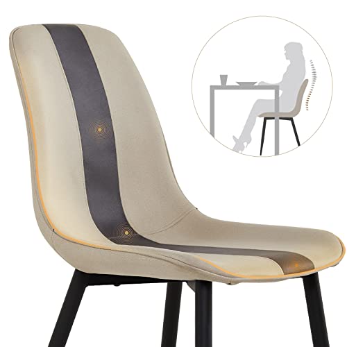 Meerveil Dining Chairs Set of 2, Fabric Upholstered Seat with Metal Legs, Modern Stitching Design for Dining Room Living Room Reception Office, W