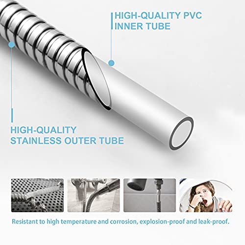 OFFO Shower Hose,Stainless Steel Replacement High Pressure Shower Pipe Anti-Kink Shower Hose for Bath Taps Chrome,1.5m