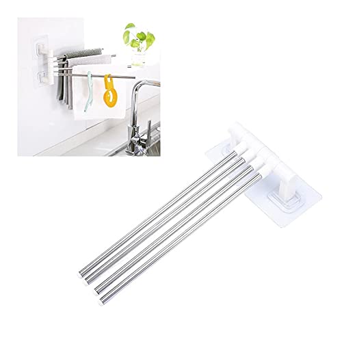 HIGOH Towel Racks, Towel Rail for Bathroom,Bathroom Hand Towel Holder,Rotating Towel Holder,Wall Mounted Towel Hanger,Swivel Rack 4 Bar Bathroom