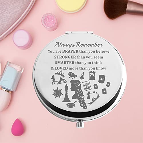 KEYCHIN Rapunzel Pocket Mirror Princess Tangled Fans Gifts Always Remember You are Braver Stronger Smarter Than You Think Compact Makeup Mirror f