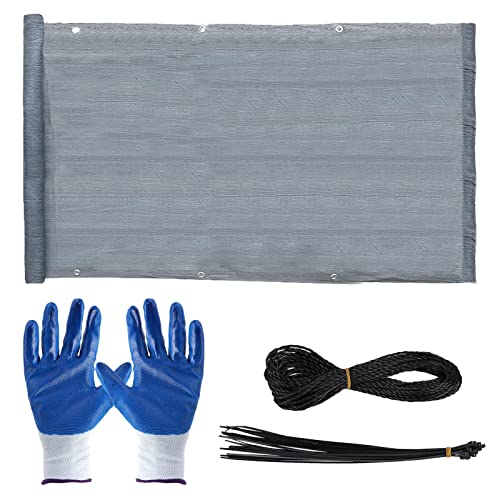 Jiakalamo Fence Mesh Balcony Sunshade Net, Set of 28 Garden Fence Privacy Cover With Gloves, Balcony Privacy Screen Pet Fence(Grey)