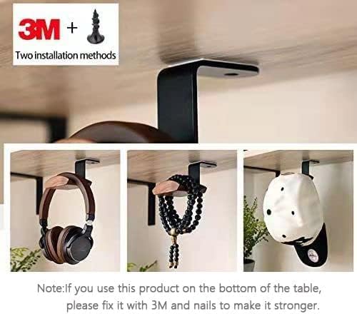 Headphone Hanger Holder Wall Mount,Headset Stand Hook Under Desk Walnut Wood Earphones Hanger for Over-ear Headphones(Walnut-Z)