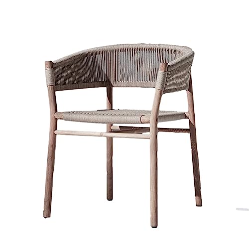 JHKZUDG Dining Chair Weave Chair, Mid-Century Solid Wood Dining Chair Armchair Hemp Seat Chair Accent Chair, for Kitchen, Dining, Living Room Sid