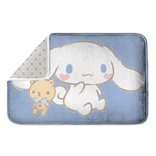 Cinnamoroll Flannel Bath Mat Non Slip Washable Welcome Indoor Outdoor Entry Way Kitchen Floor Rug 31.5 X 20 Inch