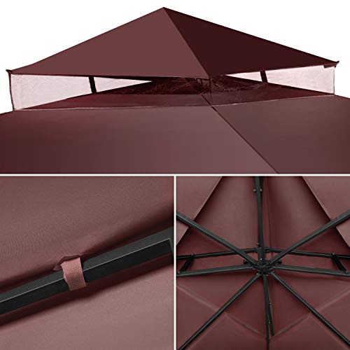 Flexzion 8x8 Gazebo Canopy Replacement Top Waterproof Cover - Outdoor Gazebo Canopy Cover - Double Tier UV30 Cover for Canopies, Garden, Patio, Y