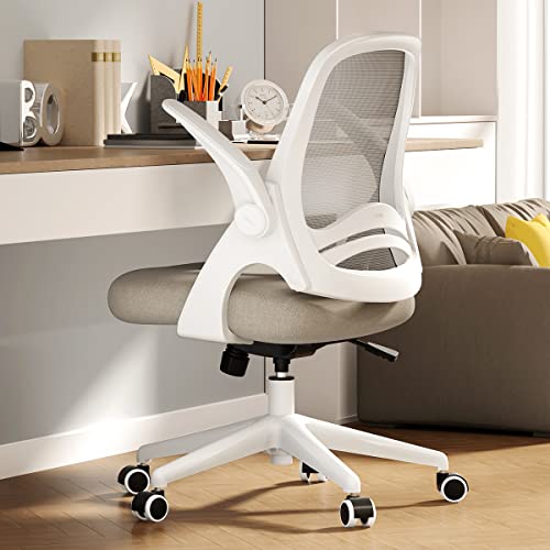 Hbada Office Chair Desk Chair Flip-up Armrest Ergonomic Task Chair Compact 120° Locking 360° Rotation Seat Surface Lift Reinforced Nylon Resin Ba