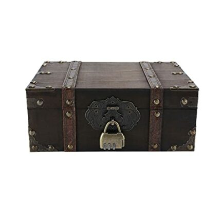 OZCHIN Vintage Wooden Storage Box Antique Treasure Chest Decorative Jewelry Toy Storage Box Pirate Chest - Use Durable Wood + Unique, Handmade De