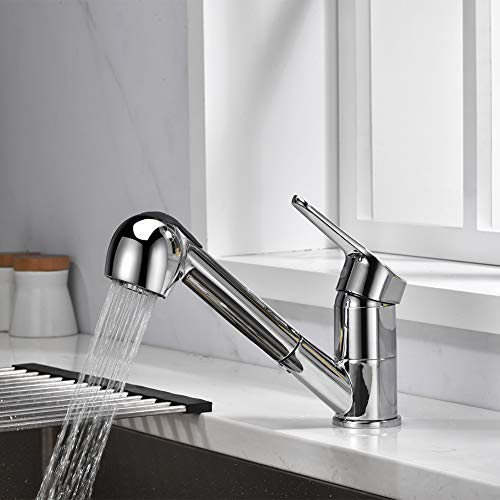 Ibergrif Roma - Kitchen Sink Mixer taps with Pull Out Spray Head, Chrome, Silver M14550