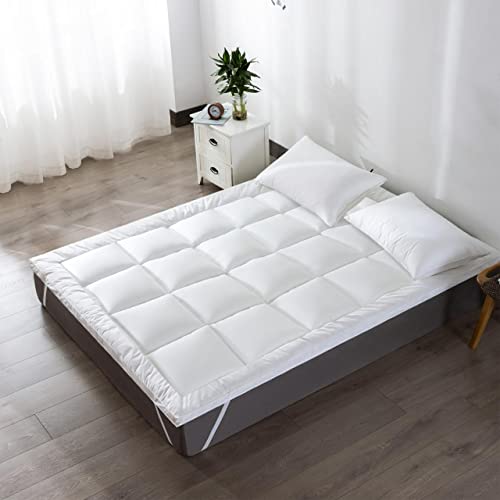 Mattress Topper Microfiber Shell Hollowfiber Filling Four Inch Thick (Ten Centimeters) Super Soft Elastic Strap Corners (Single)