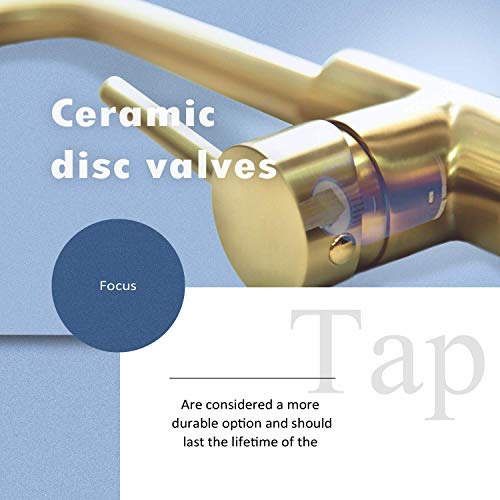 Hapilife Brushed Gold Kitchen Sink Mixer Tap Single Lever High Arc 360 Swivel 10 Year Warranty, DT07T