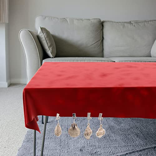 Kichvoe 4pcs Tablecloth Weights Sea Shell Table Cover Weights Tablecloth Clips Hangers Tablecloth Pendant with Metal Clips for Outdoor Picnic Fam