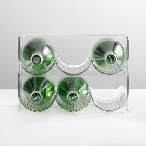 mDesign Stackable Plastic 3 Wine Bottle Storage Holder - Kitchen Organiser Rack for Wine, Beer, Water Bottles - Wine Rack for Cupboard, Pantry, F