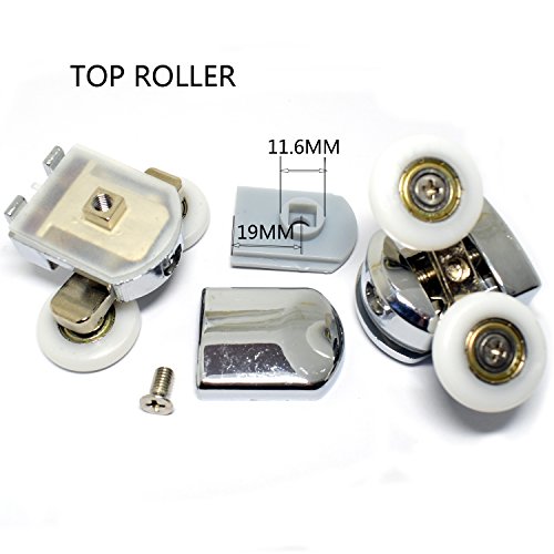 Set of 4 Twin Shower Door Rollers Runners Wheels Pulleys 23mm Wheel Diameter Top Bottom Bathroom Replacement Parts