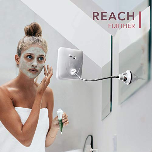 Fancii Flexible Magnifying Mirror 10X with LED Light and Gooseneck, Lighted Travel Makeup Mirror, Lock Suction, Natural Daylight LED, Cordless an